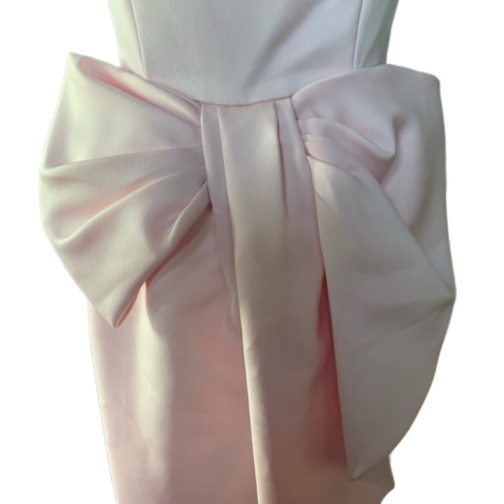 Victor Costa Women's Pink Satin Size 8 Strapless With Waist Bow Dress Vintage - Picture 5 of 12
